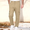 thumbnail image 2 of Amzcrzy Pantalones Clásicos Hombre Color Liso Cintura Elástica Cómodos Transpirables Elásticos Moda Informal Senderismo Pescar Correr Ejercicio Bolsillos Tallas S-3XL Marrón, 2 of 8