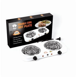 Parrilla eléctrica blanca con 2 quemadores de Acero Inoxidable 2000w