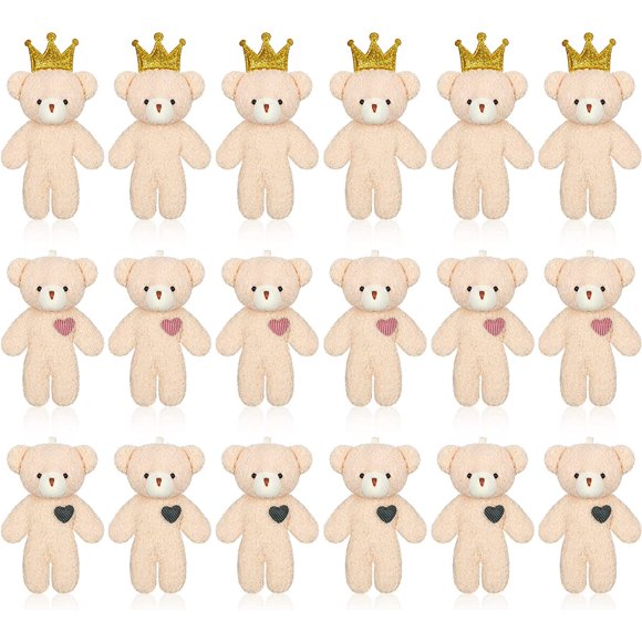 18 Juguetes de Oso Mini 4,7 Pulgadas Oso Pequeño de Peluche Oso Articul Muñeco de Oso Pequeño y Suave para DIY Llavero Decoraciones Cumpleaños Boda Navidad Favor Fiesta (Estilo Mixto)