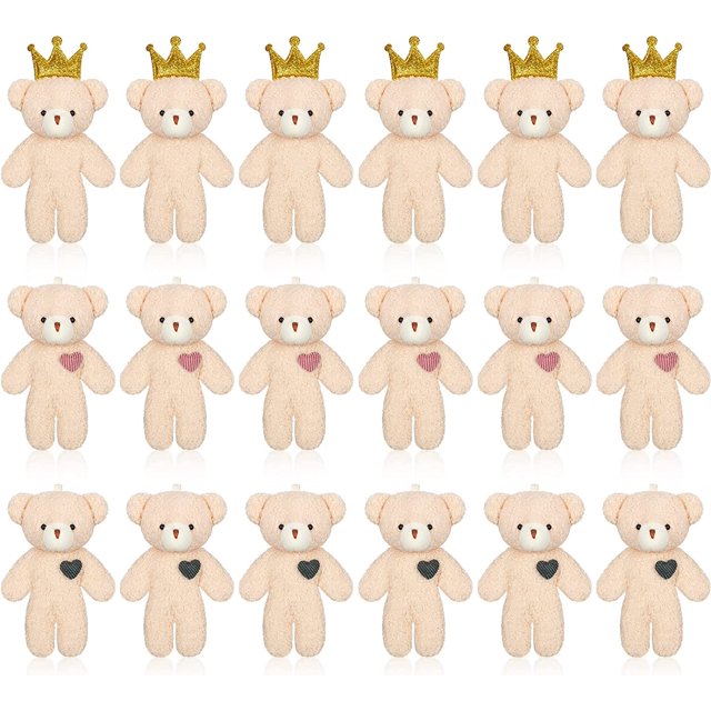 18 Juguetes de Oso Mini 4,7 Pulgadas Oso Pequeño de Peluche Oso Articul Muñeco de Oso Pequeño y Suave para DIY Llavero Decoraciones Cumpleaños Boda Navidad Favor Fiesta (Estilo Mixto)