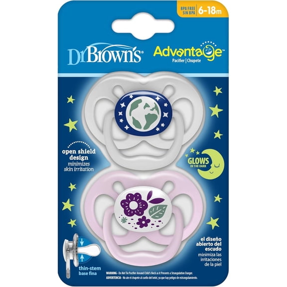 Chupón Dr Brown's Advantage Nocturno 6-18 Meses Rosa Niña