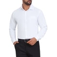 thumbnail image 4 of Camisa de vestir de patrón de negocios de manga larga con botones para hombres Inspire Chic M Blanca, 4 of 5
