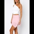 thumbnail image 4 of Falda Corta Plisada con Volantes Y2K de Encaje de Tiro Bajo para Mujer, Falda Asimétrica Holgada, Falda de Media Falda de Hada. Rosa L, 4 of 5