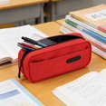 thumbnail image 2 of Estuche de pana de gran capacidad, organizador de papelería para bolígrafos, lápices y marcadores. Bolsa multicapa con tres niveles para estudiantes, profesionales y artistas. Portátil. Medidas: 8,7, 2 of 6