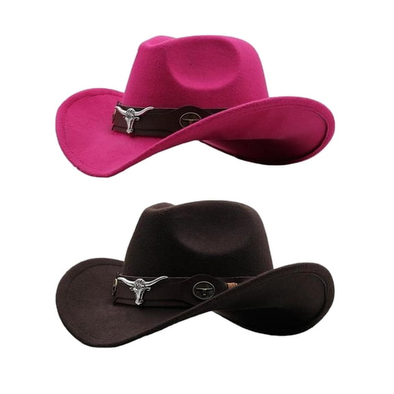 2 Uds Sombrero De Vaquera Transpirable Casual Sombrero De Vaquero Para Mujeres Hombres Rosa Y Café Sunnimix Sombrero de vaquero