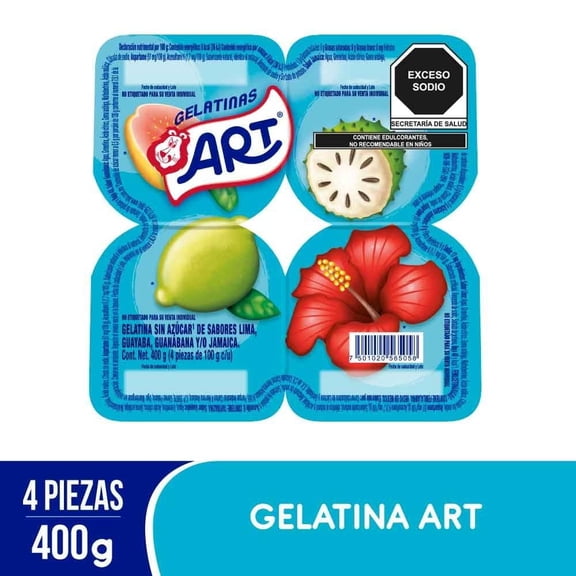 Gelatina de Agua Art sin Azúcar 100 g 4 pzas