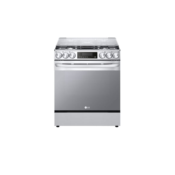Estufa a Gas LG 30" Horno 5.8 Pies Air Fryer 5 Quemadores Triple Flama UltraHeat Pantalla con Control Táctil ThinQ™ Wi-Fi