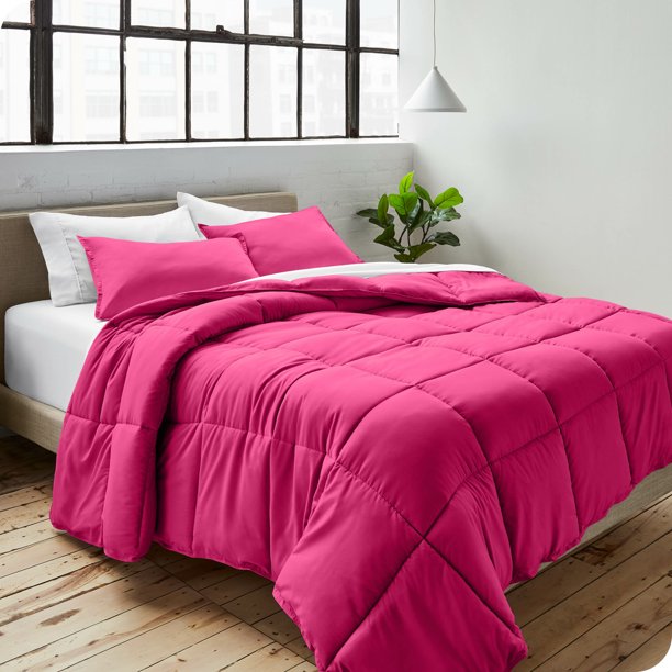 Bare Home Juego de Edredón Alternativo de Plumón 2 Piezas, para Todas las Estaciones, Tamaño Twin/Twin-XL, Rosa