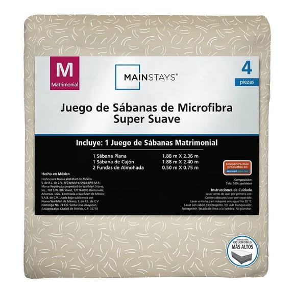 Juego De Sábanas Mainstays Matrimonial Espiral Beige
