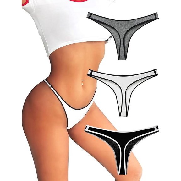 Zhuge Pack de 3 tangas mujer algodón, sin costuras, transpirables y diseño atractivo,Talla XL Multicolor B