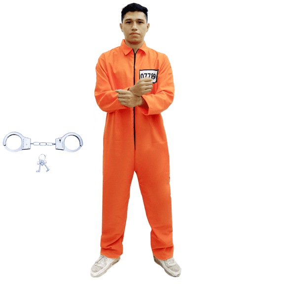 Disfraz Prisionero Naranja Fx Costumes con Esposas para Adulto Hombre Talla Chica
