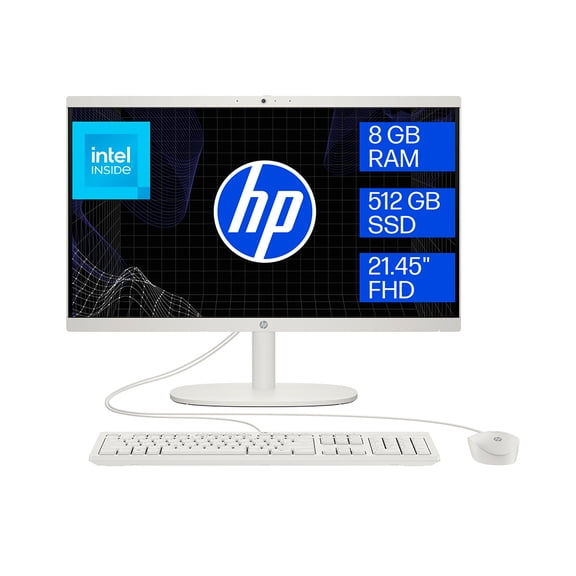 All-in-One HP 22-dg0007la Intel Celeron 4 núcleos 8GB RAM 512GB SSD Blanco