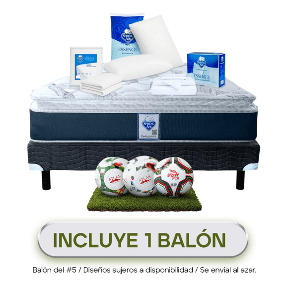 Paquete Colchon Queen Size Spring Air Smith + 2 Almohadas + Box + Cubre Colchon + Juego de Sabanas