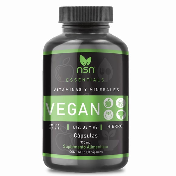 Suplemento Natural Smart Nutrition NSN Vegan Omega 3 6 9 Hierro Vitamina K2 y B12 Wellness