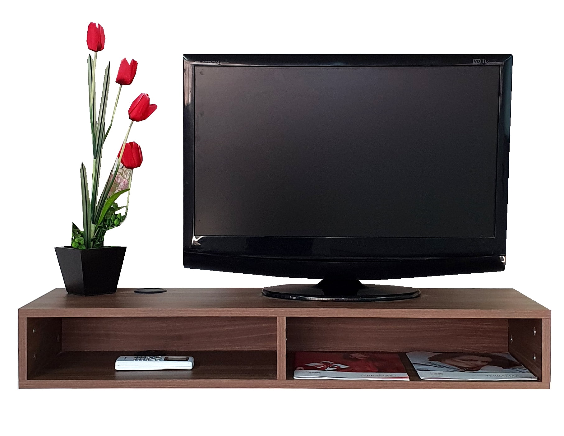 Repisa Escritorio Flotante para TV Minimalista Moderna CAFE NOGAL NEO Decomobil RTVF-100X30-C