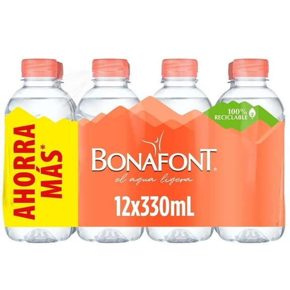 Agua Bonafont Natural 12 Botellas de 330 ml c/u