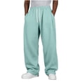 thumbnail image 1 of Amzcrzy Pantalones Deportivos Hombre Clásicos Color Liso Cintura Alta Elástica Cordón Pierna Recta Holgados Anchos Cómodos Con Bolsillos Tallas S-2XL Azul, 1 of 7