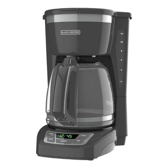 BLACK+DECKER - Cafetera digital de 12 tazas, CM1165GY, programable, filtro de cesta lavable, Sneak-A