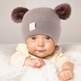thumbnail image 5 of Lindo gorro de punto para bebé con bordado de doble corazón y doble bola de hilo. Cómodo y acogedor. Gorro cálido y abrigado para bebés., 5 of 5