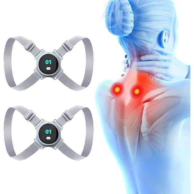 Masajeador de cuello, 2 piezas, masajeador moldeador corporal de infrarrojo lejano, alivio cervical portátil, terapia ultrasónica para glándulas linfáticas, cinturón inteligente para corregir jo
