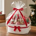 thumbnail image 4 of Cesta de regalo de cuerda de algodón con asas, contenedor de almacenamiento tejido con lazo y bolsa de regalo transparente para regalos navideños., 4 of 7