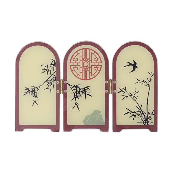 Biombo decorativo de arte tradicional chino, adorno de Feng Shui, mini biombo plegable 175 cm x 015 cm x 111 cm