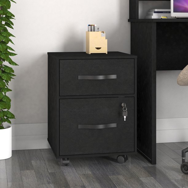 Archivero Playcon Organizador de Oficina con 1 Cajón Organizador y un Cajón Archivero con Llave Tamaño Carta Negro