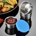 thumbnail image 3 of Zhuge Juego de 3 recipientes para aderezo de ensalada, recipientes para salsa a prueba de fugas de acero inoxidable de 1,7 oz con tapas, mini recipientes reutilizables para salsa (azul), 3 of 5