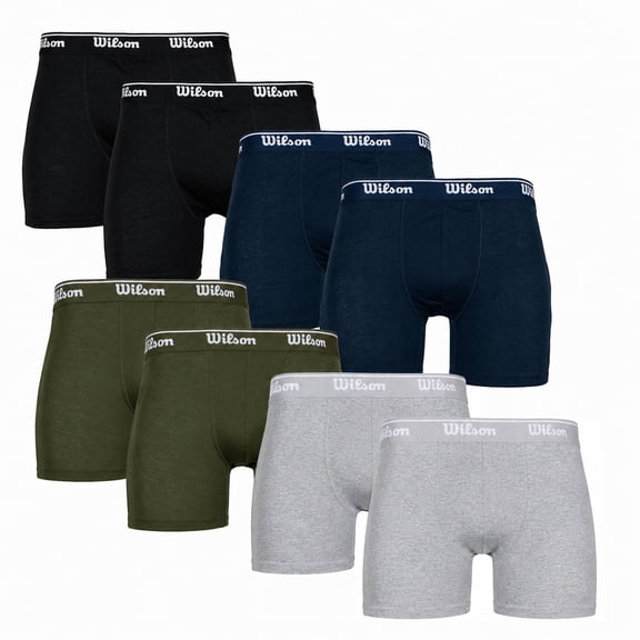 Boxer Deportivo Wilson para Hombre Rib Multicolor, 8 Piezas, Talla CH