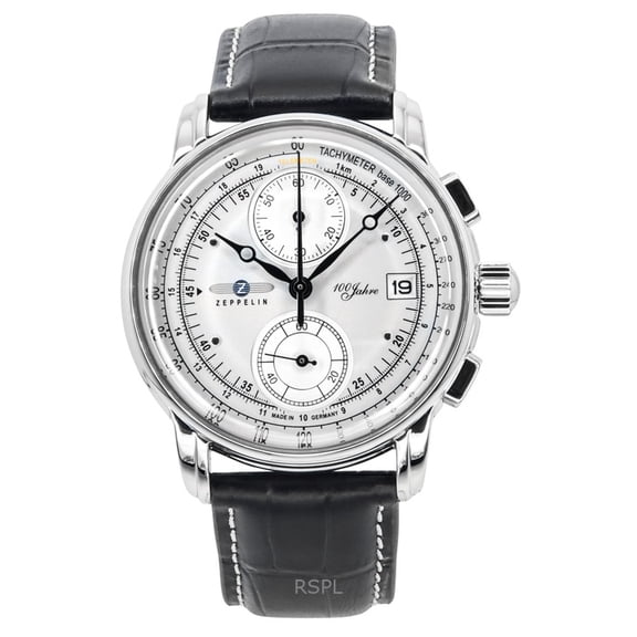 Zeppelin 100 Jahre Chronograph Leather Strap Silver Dial Quartz 86701 Men's Watch