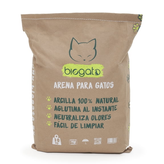 Arena para Gatos BioGato Natural 10kg, Aglutina y Elimina malos olores