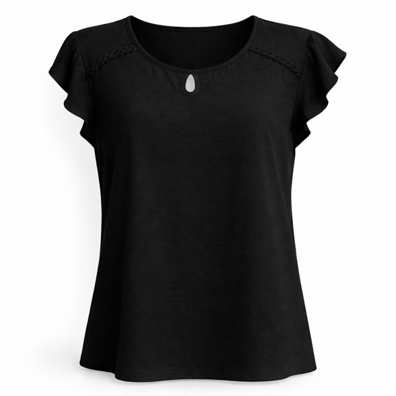 Blusa Simply Basic para Mujer, Escote Redondo Negro Talla Eg
