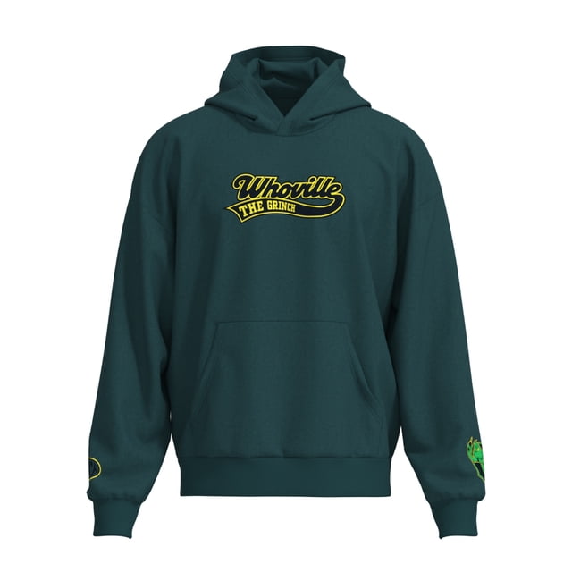 Sudadera de Grinch para Hombre Bordada con Gorro Verde Talla M