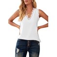 thumbnail image 1 of Camiseta de Tirantes Holgada Sin Mangas con Cuello en V y Encaje de Pestañas de Verano, Color , Talla M, 1 of 10