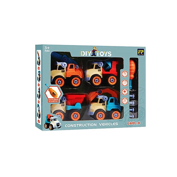 Kit 4 en 1 Vehiculos De Construcción DIY 11 cm altura