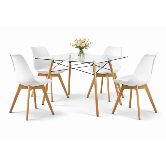 Set de 4 Sillas y Comedor Mundo In  Sillas JM-1618 Frankfurt Blanco y Comedor Rectangular