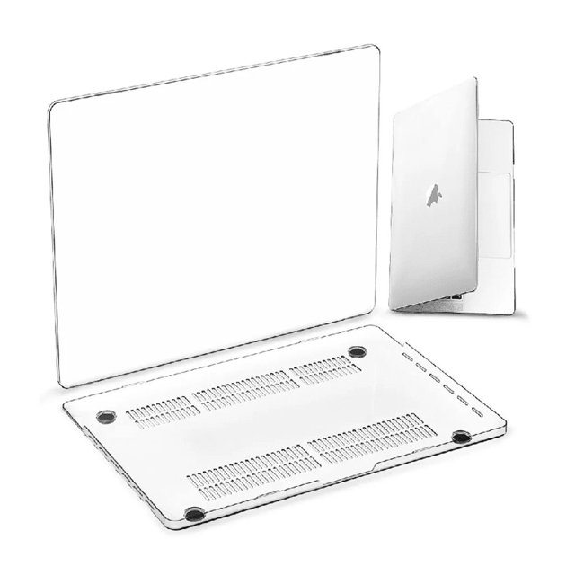 funda carcasa para macbook pro 13 a2338/a1708/a2251 m1 m2 transparente cubierta rígida compatible con MacBook Pro 13, vista superior y base con dos filas de ventilación para disipación de calor, recortes precisos para puertos, cuatro pies de goma antideslizantes, bordes suaves que evitan rayones y textura transparente que no deja huellas.