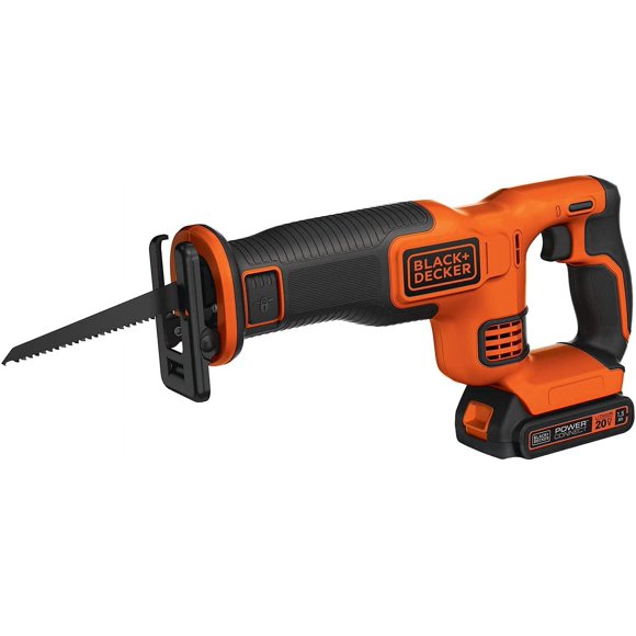 Sierra Reciproca Inalámbrica BLACK + DECKER BDCR20C Liviana Fácil de Usar Batería 20 V Max 3000 SPM Negro y Anaranjado