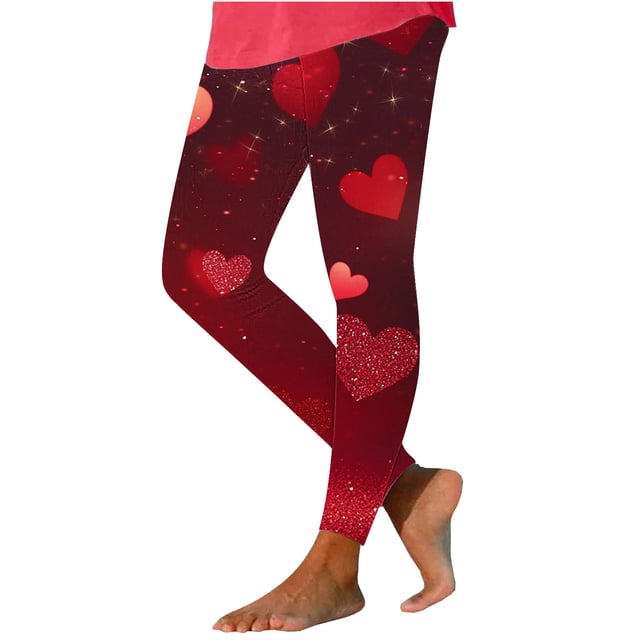 TaTaai Valentine's Day Graphic Stretchy Non-see-through Women Compression Yoga Pants High Waisted Breathable Elastic Workout Running Casual Full Length Leggings Gift