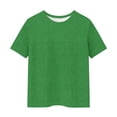 thumbnail image 4 of LLYWEY Camiseta de Manga Corta para Niñas, Blusas Casuales de Verano con Ojales para la Escuela Color Sólido Cuello Redondo Camisetas de Manga Corta Verde 7 Años, 4 of 5