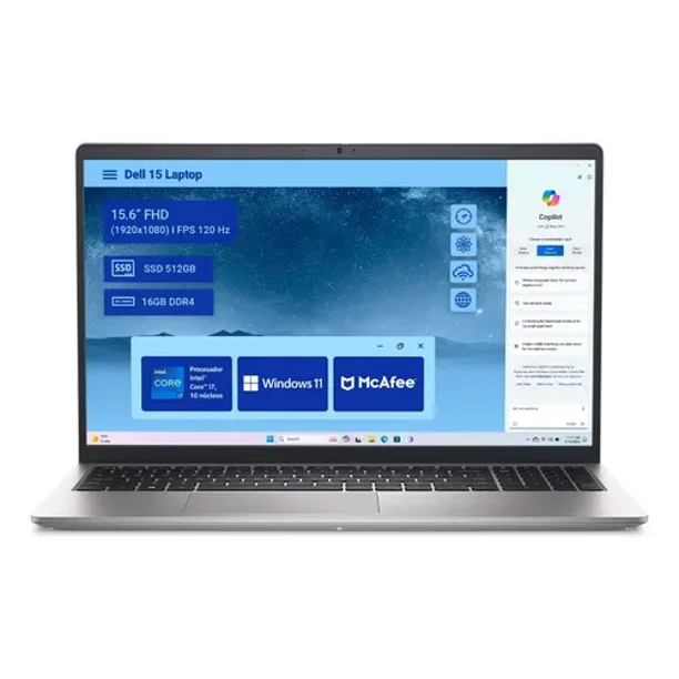Dell Laptop 15 DC15250 Intel Core i5-1334U 16 GB RAM 512 GB SSD 15.6" FHD 120Hz con Windows 11 Home