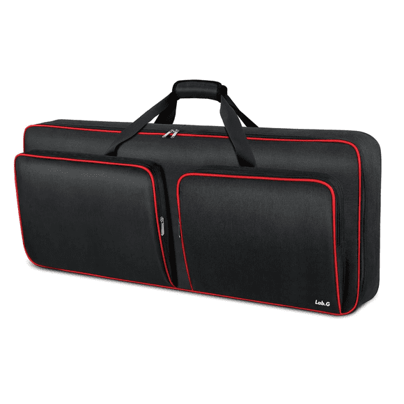 Funda Para Teclado 49 Teclas Bolsa Para Piano Con Bolsillos Lab.G Negro lineas rojas