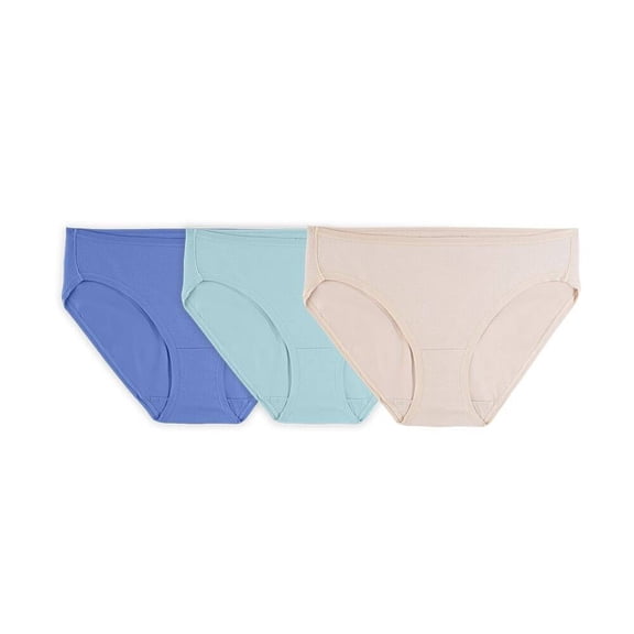 Bikini Fruit of the Loom para dama, Colección 360⁰ Stretch Comfort Cotton, Multicolor Talla 6, 3 Piezas