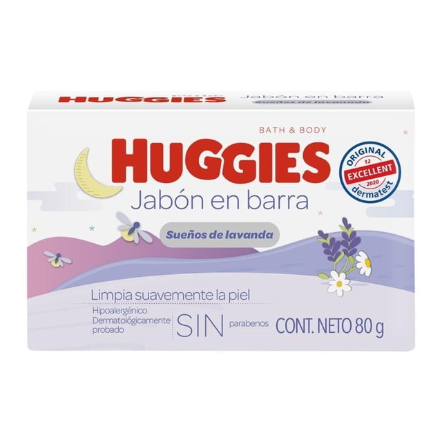 Jabón en barra Huggies sueños de lavanda hipoalergénico 80 g