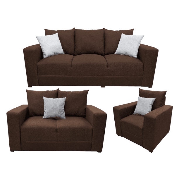 Sala Modular 3-2-1 El Bazar Store Miami Chocolate, Sofa, Love seat y sillon
