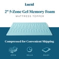 thumbnail image 2 of Cubrecolchón Lucid Memory Foam, gel de 5 zonas, tamaño King, 5 cm, 2 of 7