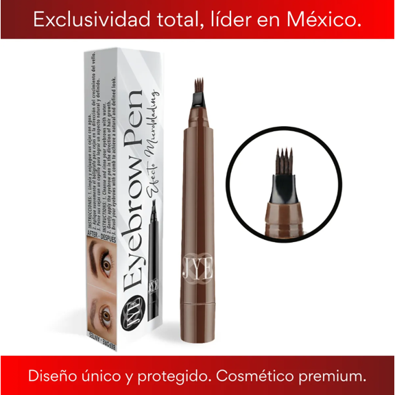 Nuevo Boligrafo para Cejas Efecto Microblading, Dibujo pelo a pelo, Impermeable, Larga duración, Maquillaje para cejas. Color CAFE OSCURO
