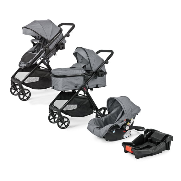 Carriola D Bebe Travel System King Con Autoasiento 1a Etapa Gris