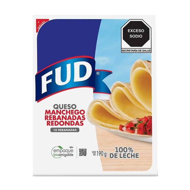 Queso manchego FUD 44 10 rebanadas redondas 190 g