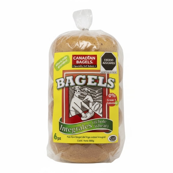 Canadian Bagels Integrales 6pz 800gr | Pan Bagel Artesanal | Pan Fresco